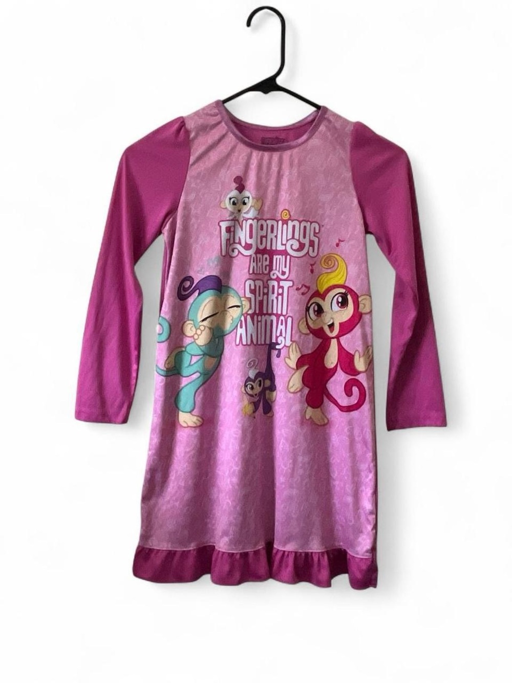 Girls Large Fingerlings Long Sleeve Night Gown Size 10 Girls Sleepwear